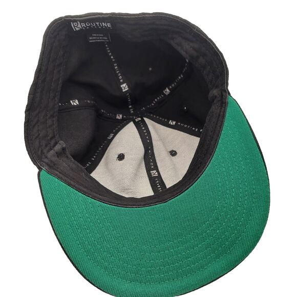 ROUTINE BASEBALL Cap Hat Men's Baseball Black Emblem Fitted Size 7 1/4 Lid - Picture 9 of 11